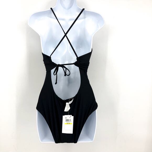 BECCA Standard Color Code Plunge Neck One Piece Swimsuit Medium Black NWT - Picture 7 of 13